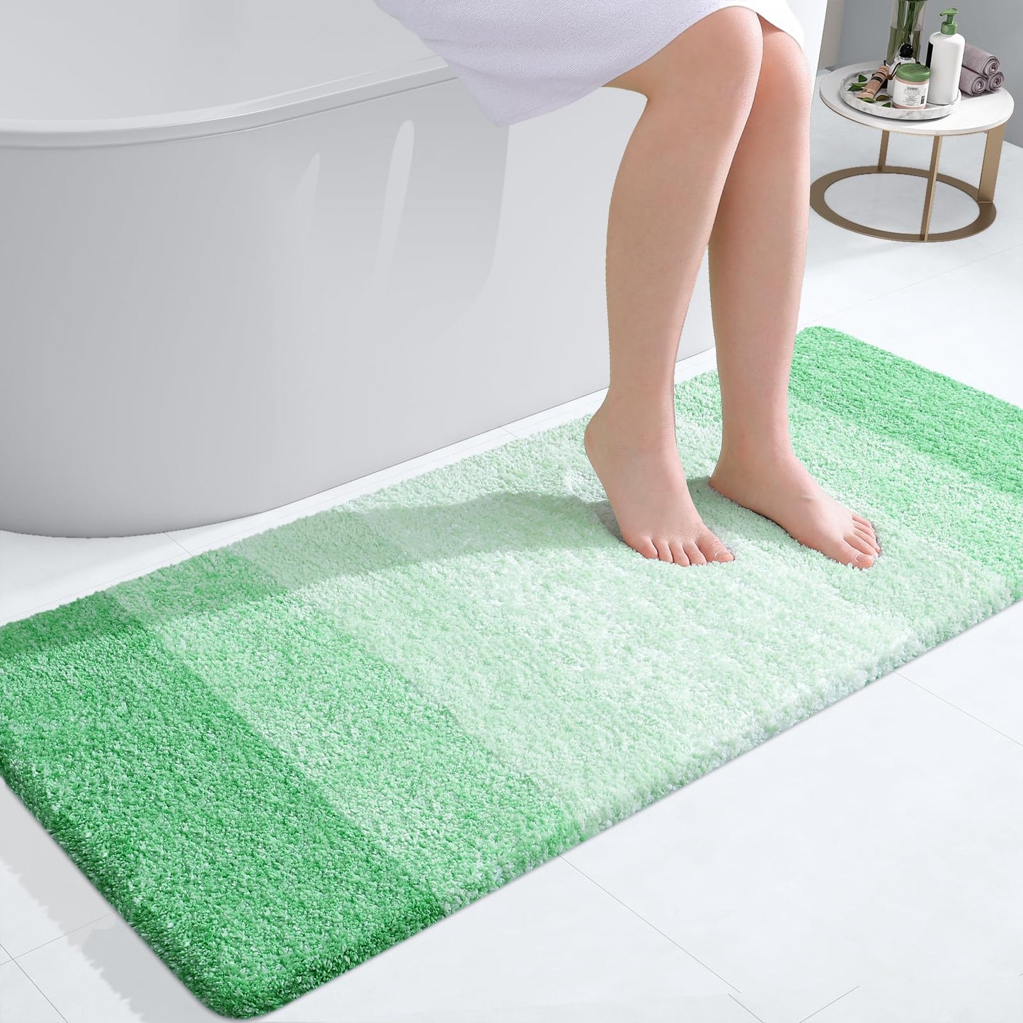 OLANLY Luxury Bathroom Rug Mat 36x24, Extra Soft and Absorbent Microfiber Bath Rugs, Non-Slip Plush Shaggy Bath Carpet, Machine Wash Dry, Bath Mats for Bathroom Floor, Tub and Shower, Blue