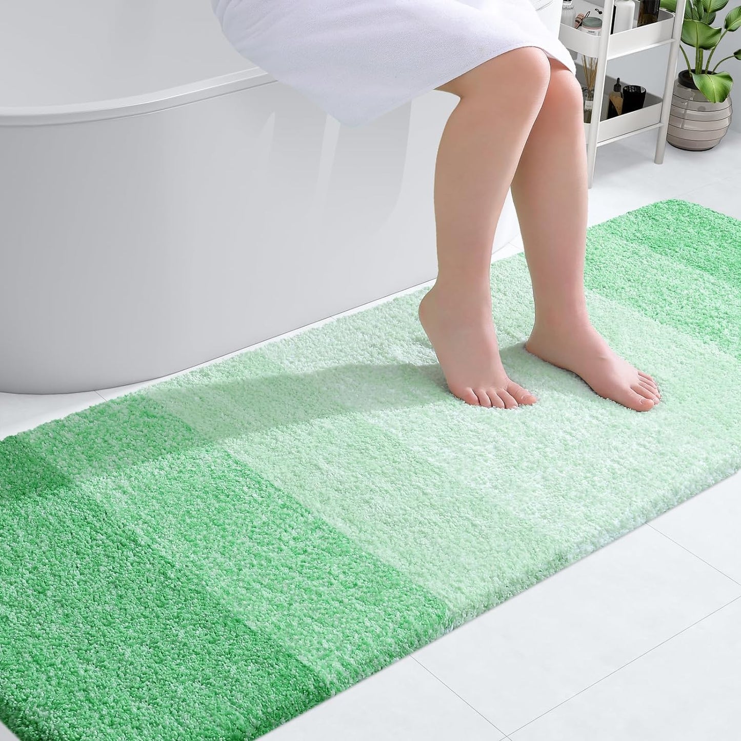 OLANLY Luxury Bathroom Rug Mat 36x24, Extra Soft and Absorbent Microfiber Bath Rugs, Non-Slip Plush Shaggy Bath Carpet, Machine Wash Dry, Bath Mats for Bathroom Floor, Tub and Shower, Blue