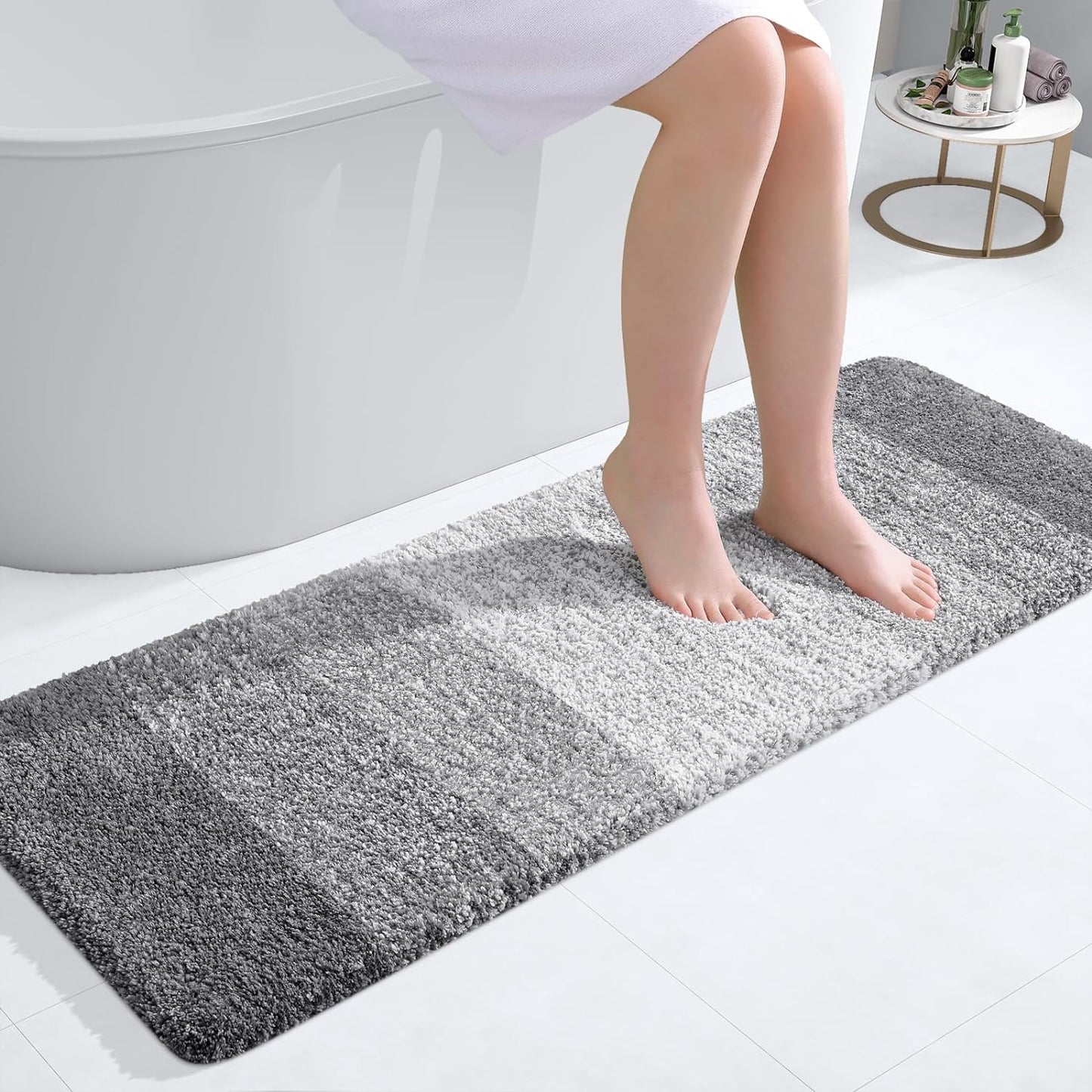 OLANLY Luxury Bathroom Rug Mat 36x24, Extra Soft and Absorbent Microfiber Bath Rugs, Non-Slip Plush Shaggy Bath Carpet, Machine Wash Dry, Bath Mats for Bathroom Floor, Tub and Shower, Blue