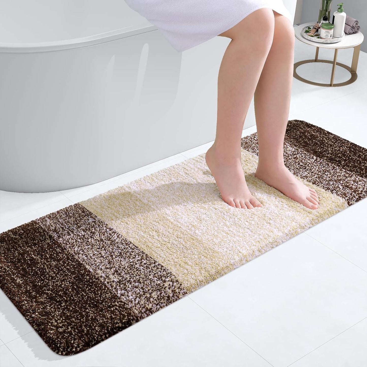 OLANLY Luxury Bathroom Rug Mat 36x24, Extra Soft and Absorbent Microfiber Bath Rugs, Non-Slip Plush Shaggy Bath Carpet, Machine Wash Dry, Bath Mats for Bathroom Floor, Tub and Shower, Blue