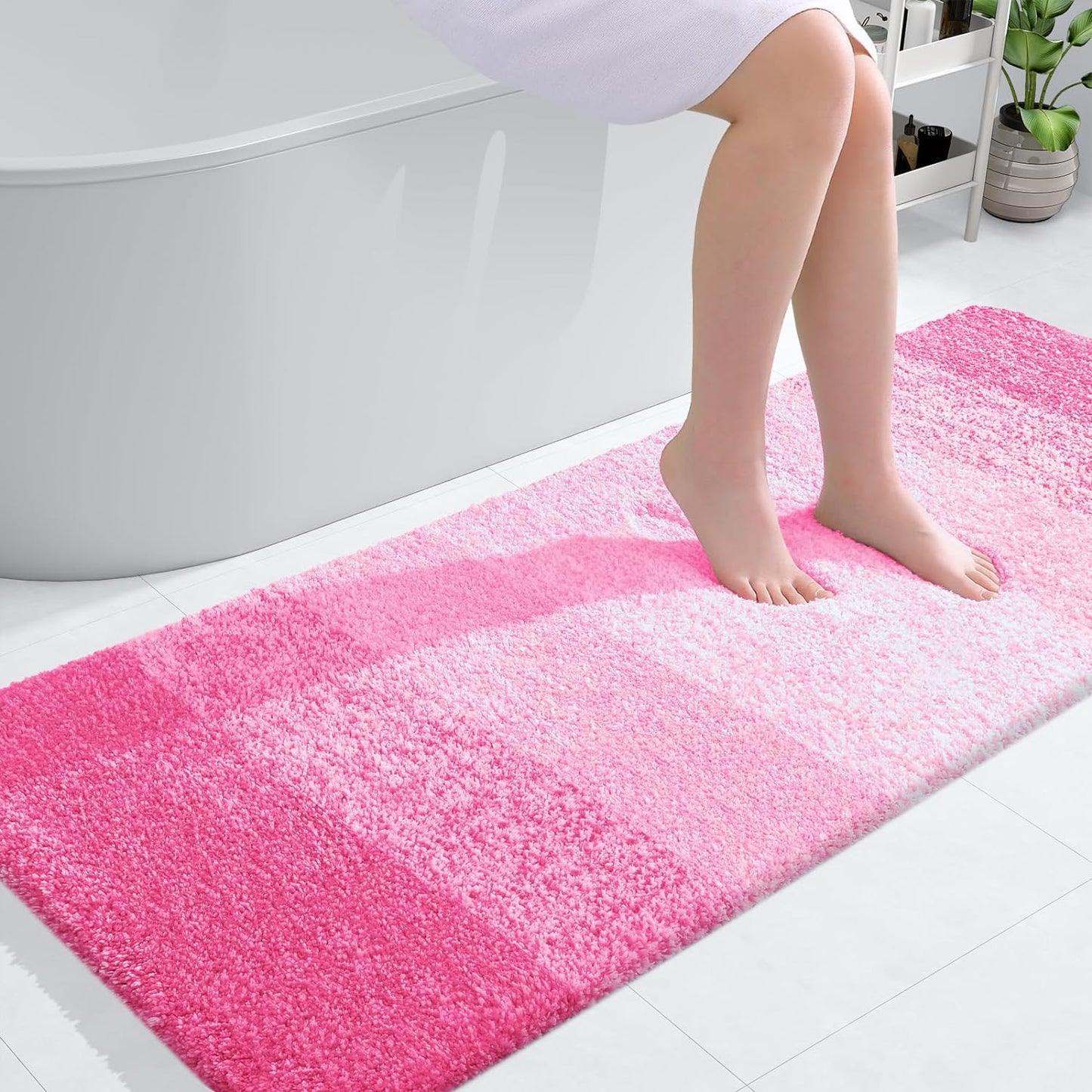 OLANLY Luxury Bathroom Rug Mat 36x24, Extra Soft and Absorbent Microfiber Bath Rugs, Non-Slip Plush Shaggy Bath Carpet, Machine Wash Dry, Bath Mats for Bathroom Floor, Tub and Shower, Blue