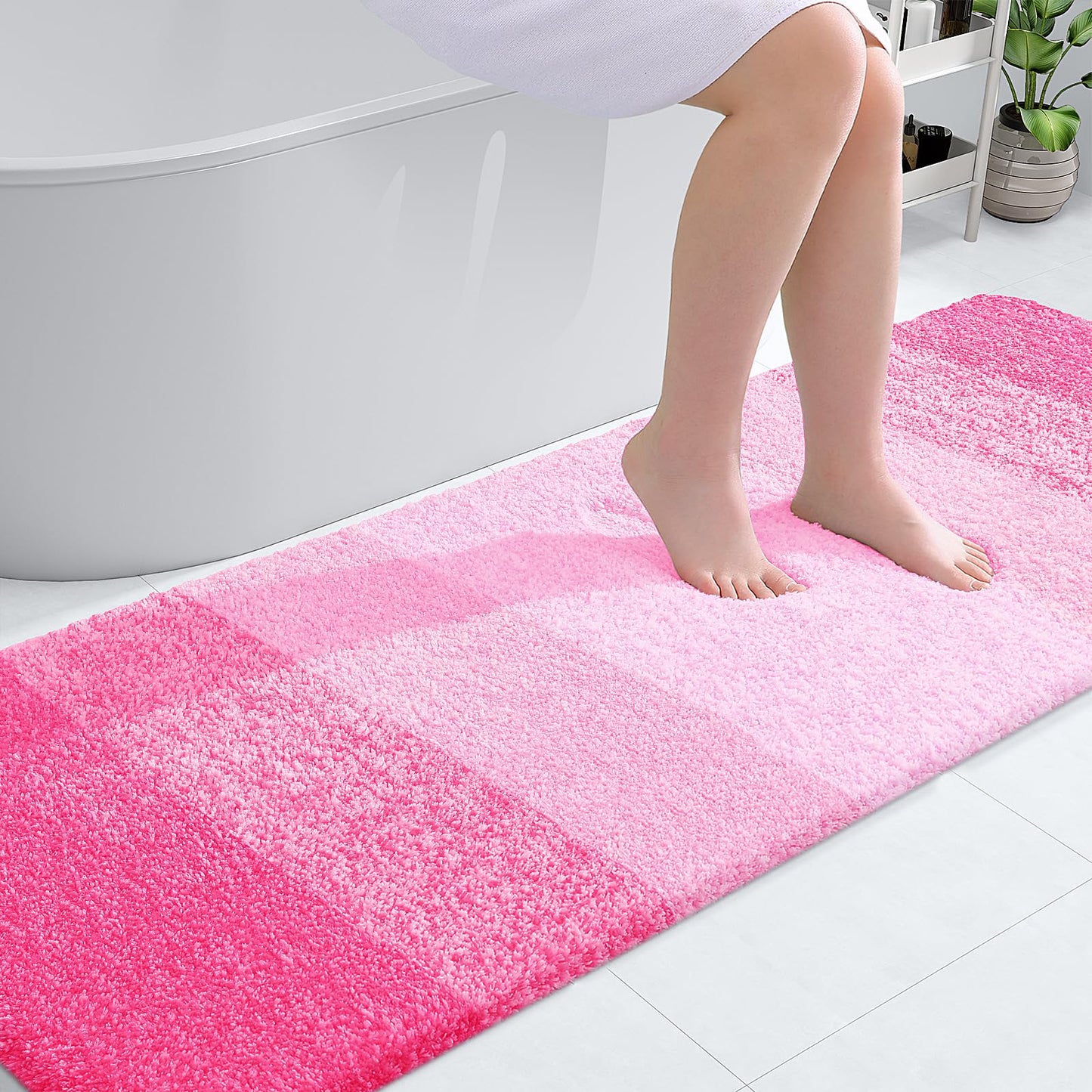 OLANLY Luxury Bathroom Rug Mat 36x24, Extra Soft and Absorbent Microfiber Bath Rugs, Non-Slip Plush Shaggy Bath Carpet, Machine Wash Dry, Bath Mats for Bathroom Floor, Tub and Shower, Blue