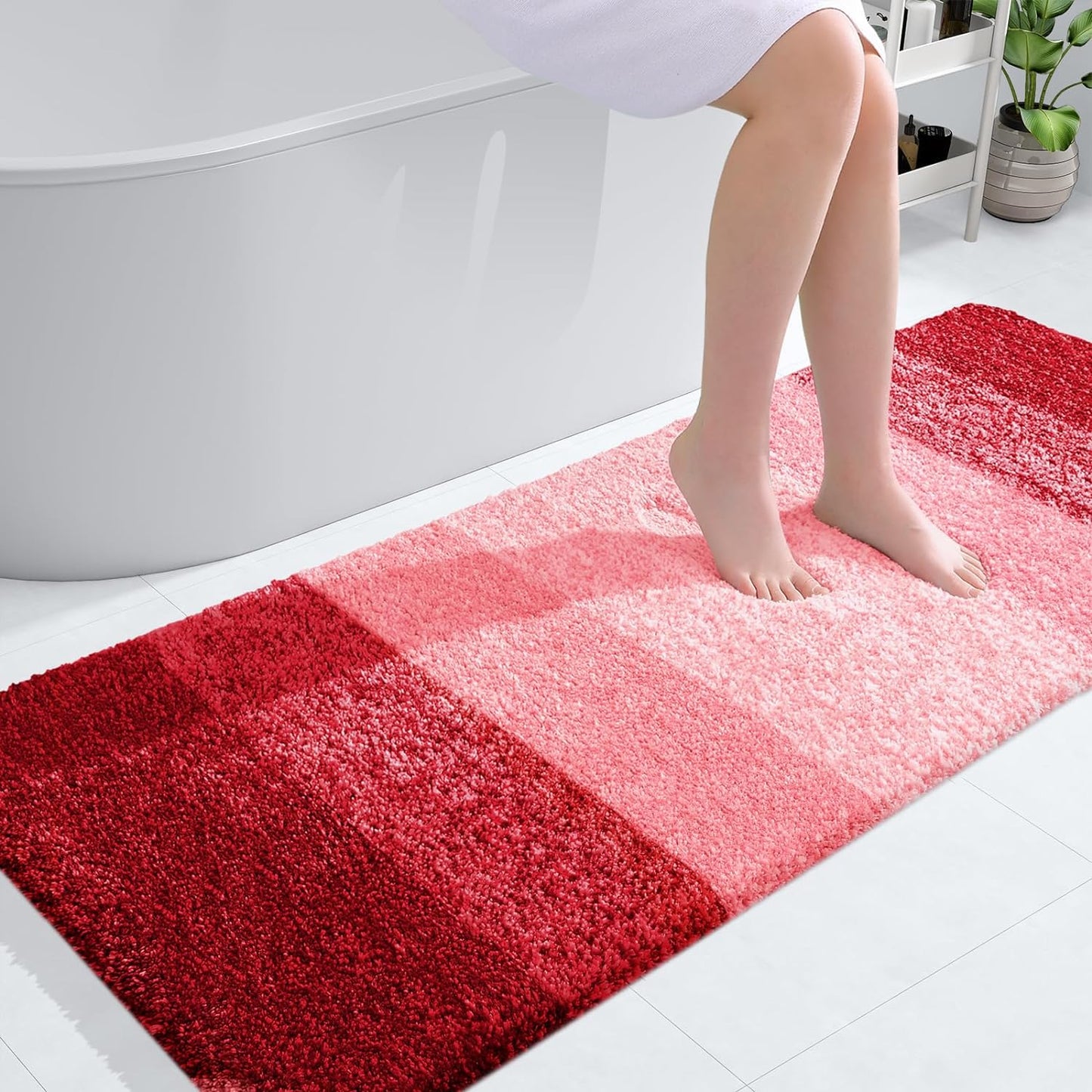 OLANLY Luxury Bathroom Rug Mat 36x24, Extra Soft and Absorbent Microfiber Bath Rugs, Non-Slip Plush Shaggy Bath Carpet, Machine Wash Dry, Bath Mats for Bathroom Floor, Tub and Shower, Blue