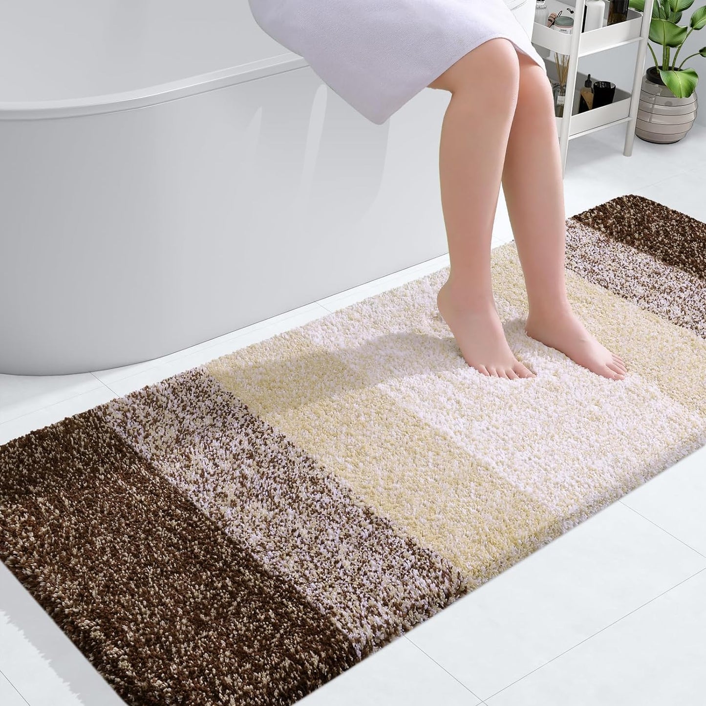 OLANLY Luxury Bathroom Rug Mat 36x24, Extra Soft and Absorbent Microfiber Bath Rugs, Non-Slip Plush Shaggy Bath Carpet, Machine Wash Dry, Bath Mats for Bathroom Floor, Tub and Shower, Blue