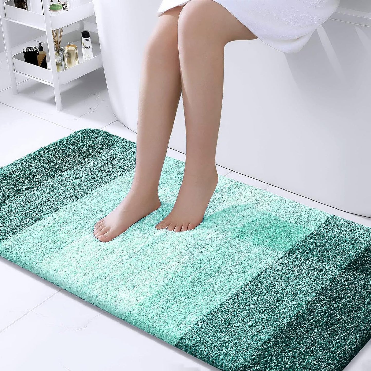 OLANLY Luxury Bathroom Rug Mat 36x24, Extra Soft and Absorbent Microfiber Bath Rugs, Non-Slip Plush Shaggy Bath Carpet, Machine Wash Dry, Bath Mats for Bathroom Floor, Tub and Shower, Blue